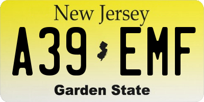 NJ license plate A39EMF
