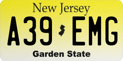 NJ license plate A39EMG
