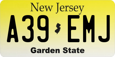 NJ license plate A39EMJ