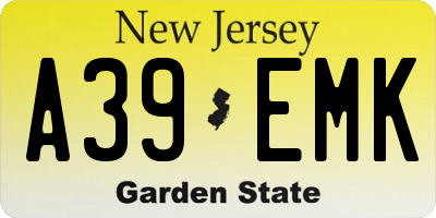 NJ license plate A39EMK