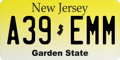 NJ license plate A39EMM