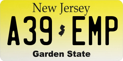 NJ license plate A39EMP