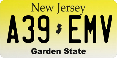 NJ license plate A39EMV