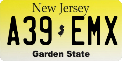 NJ license plate A39EMX