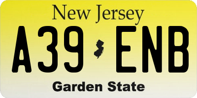 NJ license plate A39ENB