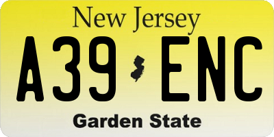 NJ license plate A39ENC