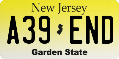 NJ license plate A39END