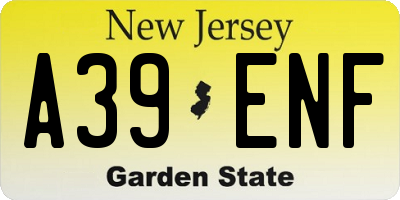 NJ license plate A39ENF