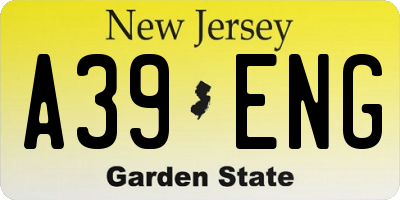 NJ license plate A39ENG