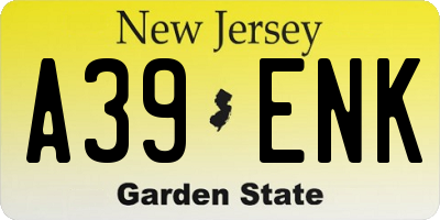 NJ license plate A39ENK