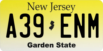NJ license plate A39ENM