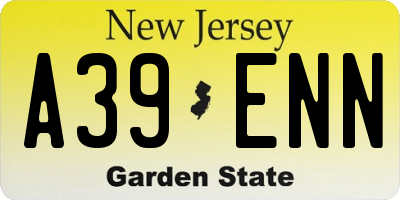 NJ license plate A39ENN