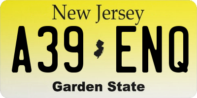 NJ license plate A39ENQ