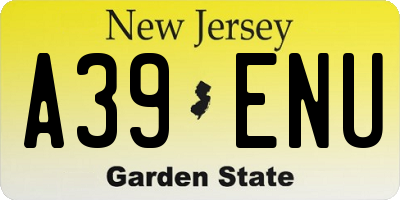 NJ license plate A39ENU