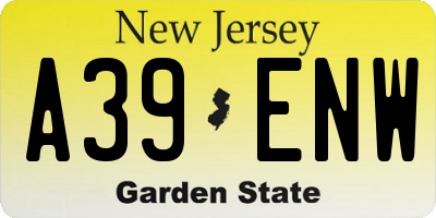 NJ license plate A39ENW