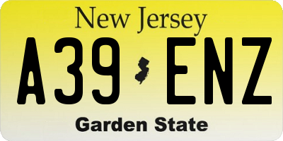 NJ license plate A39ENZ