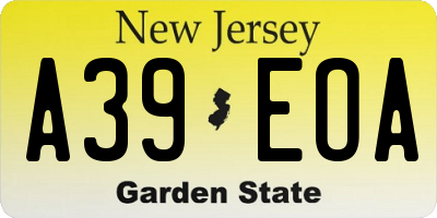 NJ license plate A39EOA
