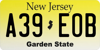 NJ license plate A39EOB