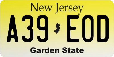 NJ license plate A39EOD