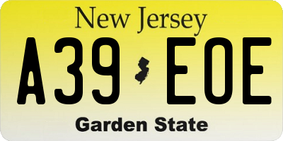 NJ license plate A39EOE