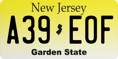 NJ license plate A39EOF