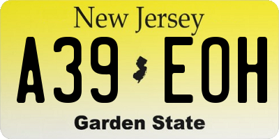 NJ license plate A39EOH