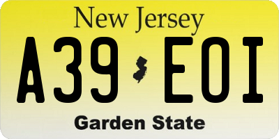 NJ license plate A39EOI