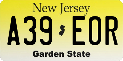 NJ license plate A39EOR
