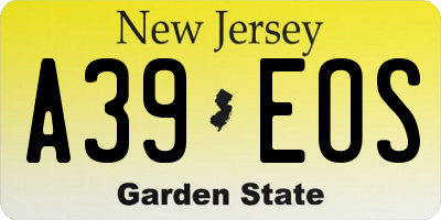 NJ license plate A39EOS
