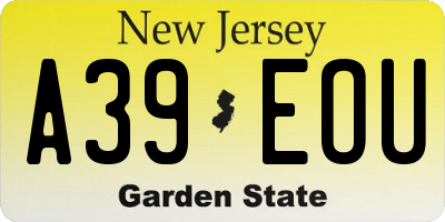 NJ license plate A39EOU