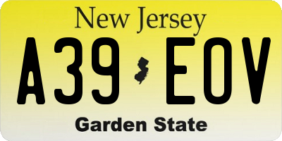 NJ license plate A39EOV