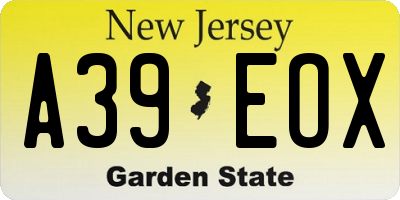 NJ license plate A39EOX
