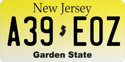 NJ license plate A39EOZ