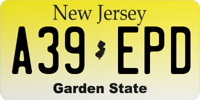 NJ license plate A39EPD