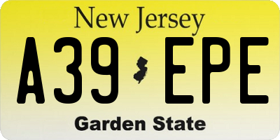 NJ license plate A39EPE