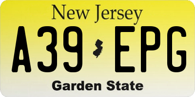NJ license plate A39EPG