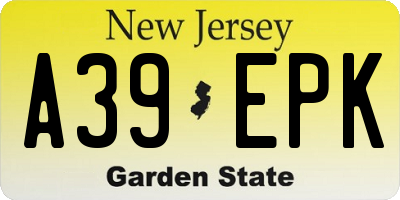 NJ license plate A39EPK