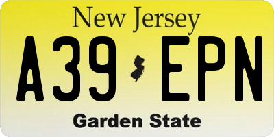 NJ license plate A39EPN