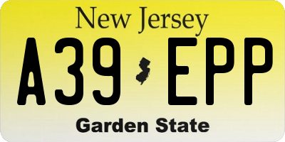 NJ license plate A39EPP