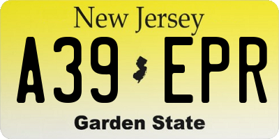 NJ license plate A39EPR