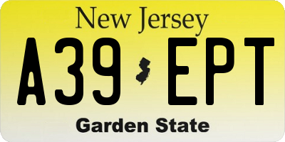 NJ license plate A39EPT