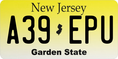 NJ license plate A39EPU