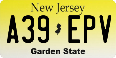 NJ license plate A39EPV