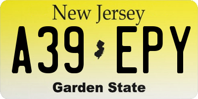 NJ license plate A39EPY