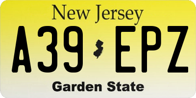 NJ license plate A39EPZ