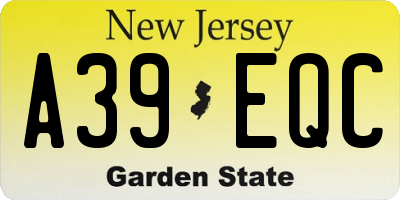 NJ license plate A39EQC