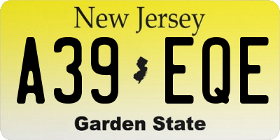 NJ license plate A39EQE