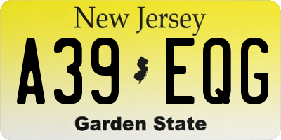 NJ license plate A39EQG