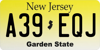 NJ license plate A39EQJ