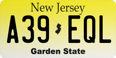 NJ license plate A39EQL